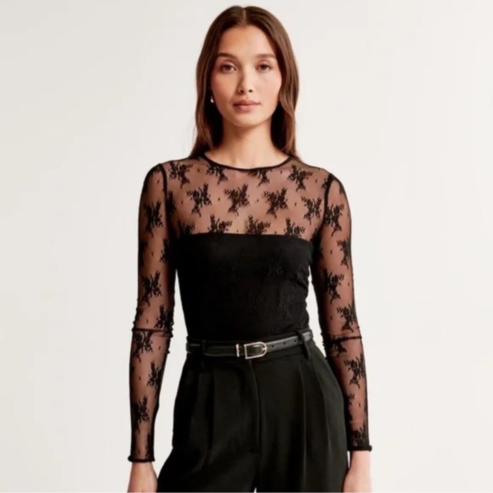 Abercrombie and fitch sheet lace bodysuit with tube top built in size large